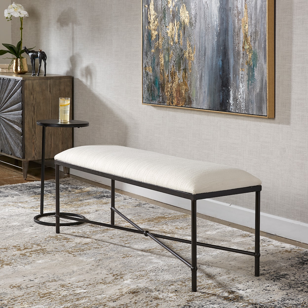 Uttermost Avenham Avenham Black Framed Bench