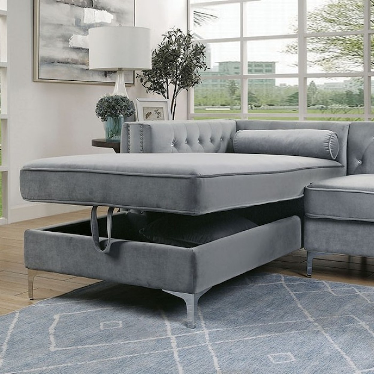 Furniture of America Amie Sofa Chaise 