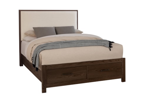 Transitional Queen Upholstered Bed with Footboard Storage
