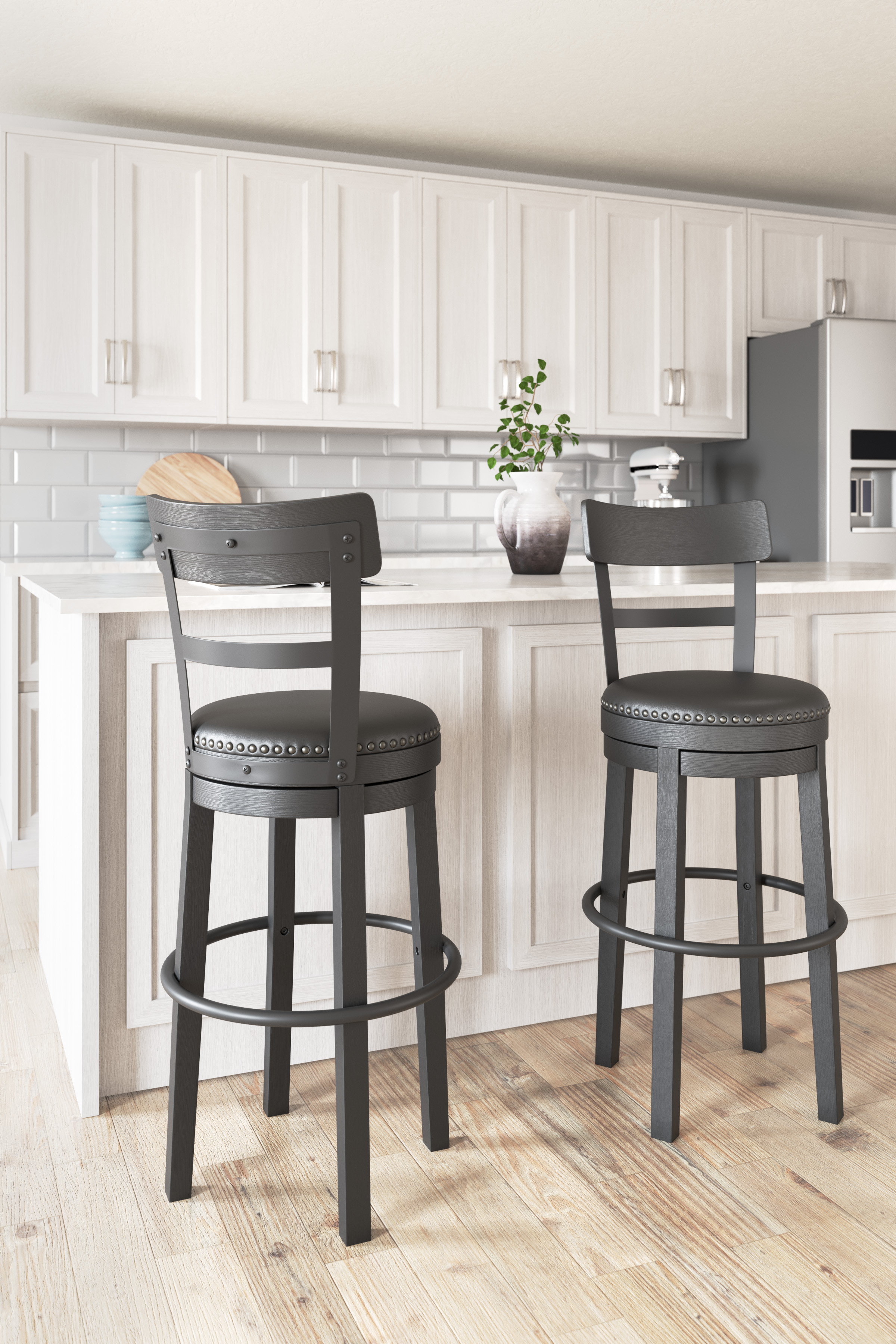 Bar Height Upholstered Swivel Bar Stool