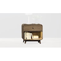 Mid-Century Modern Single Drawer Nightstand with Built-in LEDs