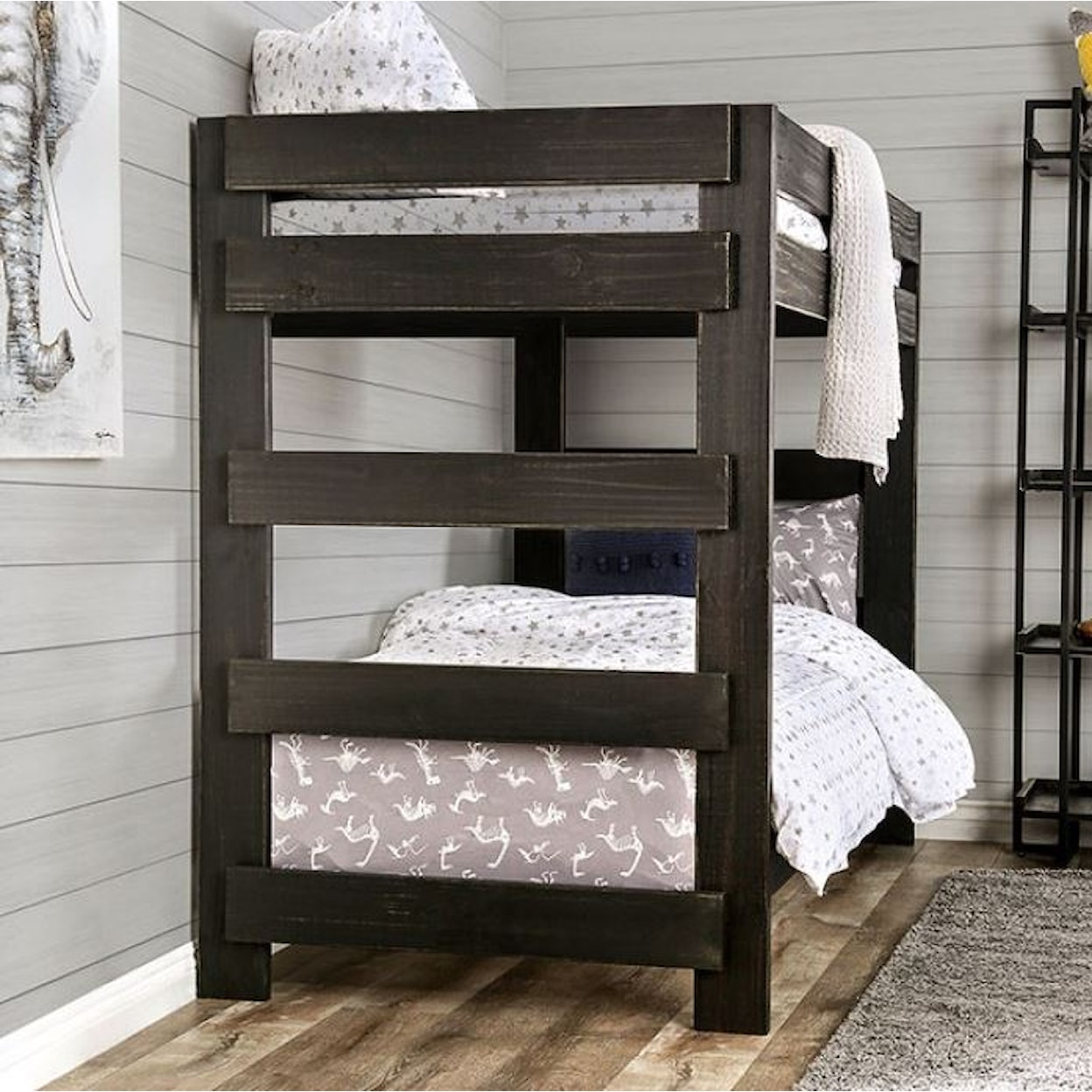 FUSA Arlette Twin/Twin Bunk Bed with 2 Slat Kits