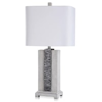 Transitional Waterfall Resin Table Lamp With Linen Shade