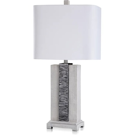 Transitional Waterfall Resin Table Lamp With Linen Shade