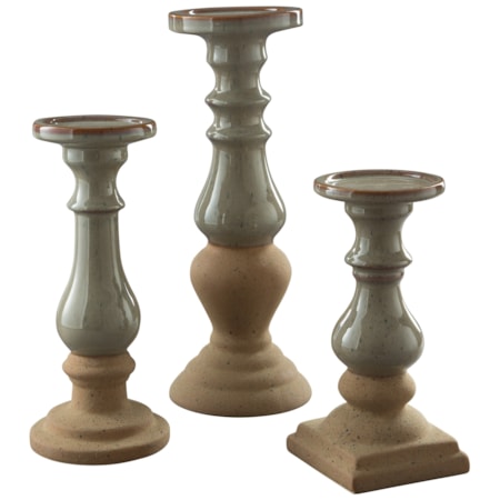 Emele Taupe Candle Holder Set