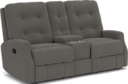Button Tufted Manual Reclining Loveseat with Console