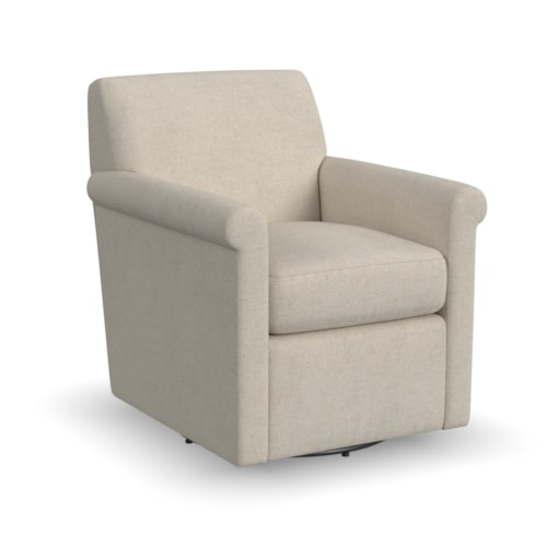 Transitional Swivel Chair with Petite Rolled Arms