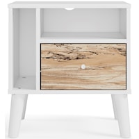 Two-Tone 1-Drawer Nightstand with Side Opening and Shelf