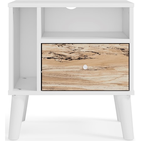 Two-Tone 1-Drawer Nightstand with Side Opening and Shelf