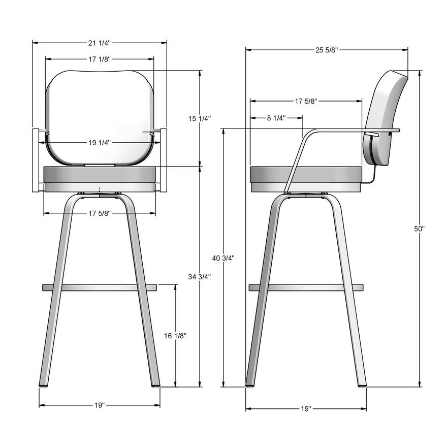 Amisco Dorsey Upholstered Spectator Height Swivel Stool