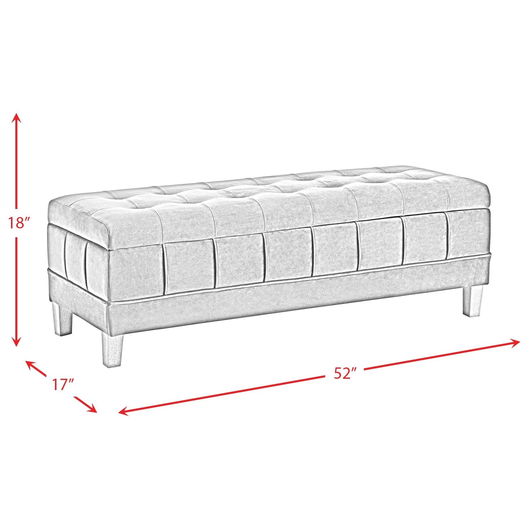 Elements International Crosby- Tufted Storage Ottoman