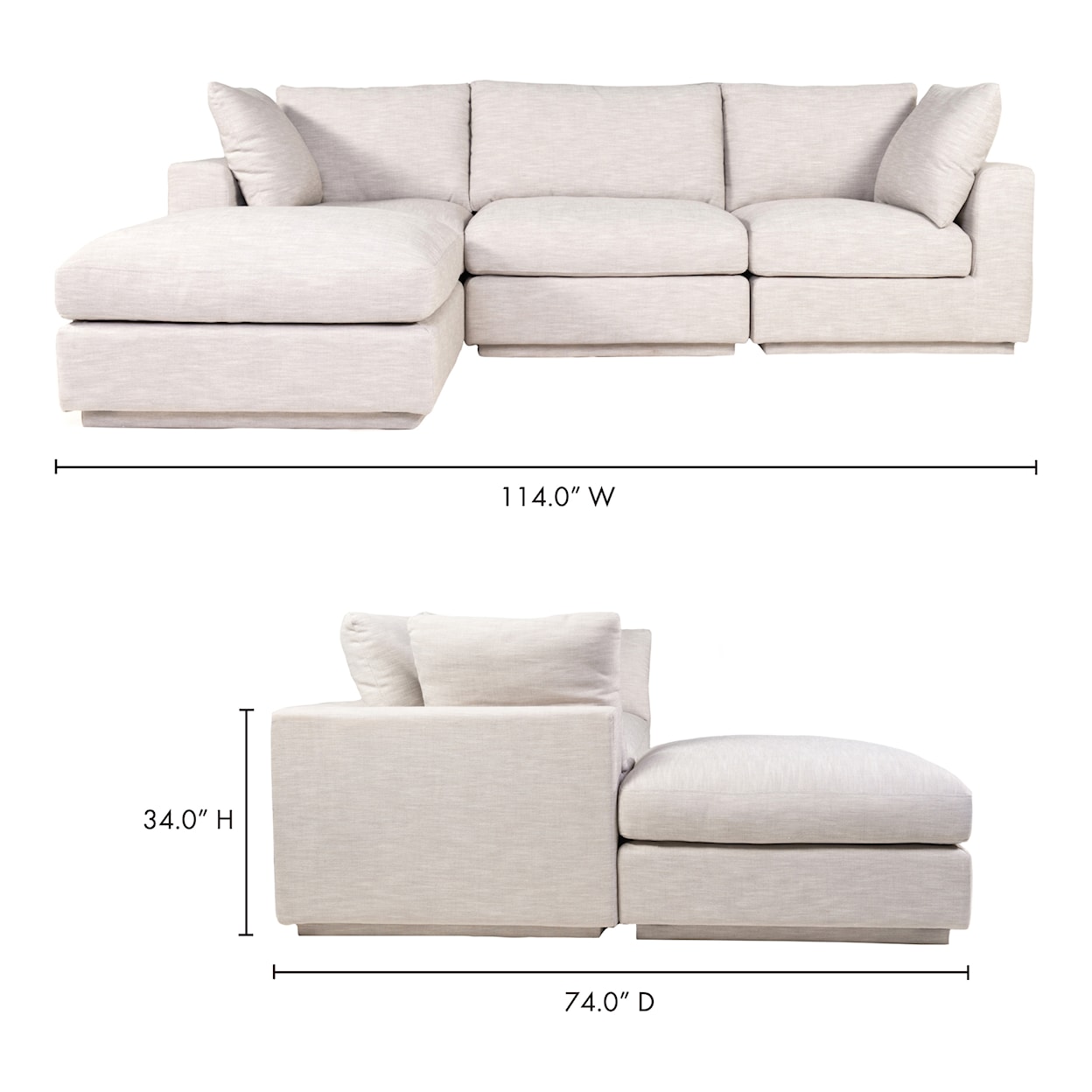 Moe's Home Collection Justin Justin Lounge Modular Sectional Taupe