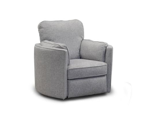 Contemporary Swivel Barrel Power Recliner with Pillow Armrests