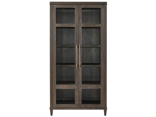 Transitional 4-Shelf Cabinet with LED Lighting
