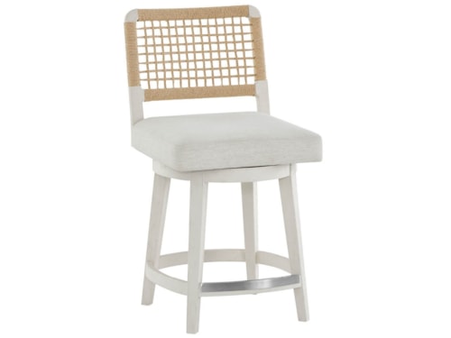 Coastal Swivel Counter Stool with Upholstered Seat