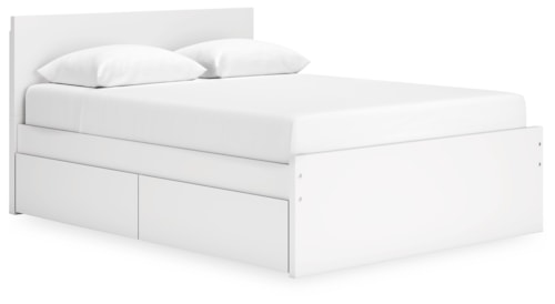 Contemporary Queen Panel Platform Bed with Side Storage Drawers