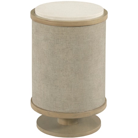 Round Linen Chairside Table with Quartz Top