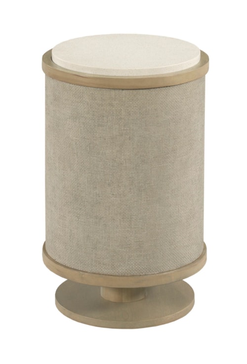 Round Linen Chairside Table with Quartz Top