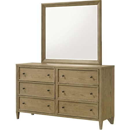 Rustic 6-Drawer Dresser and Mirror