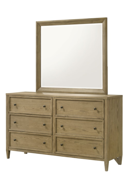 Rustic 6-Drawer Dresser and Mirror