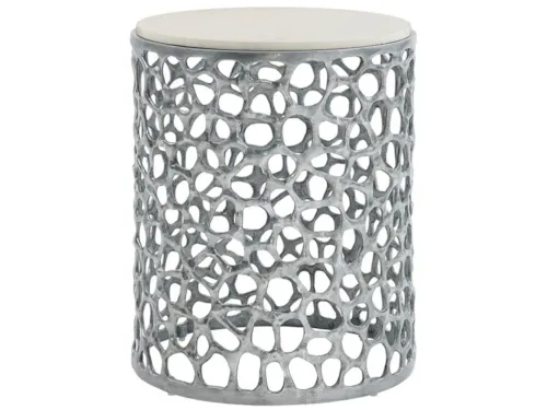 Coastal Round End Table with Coral Base