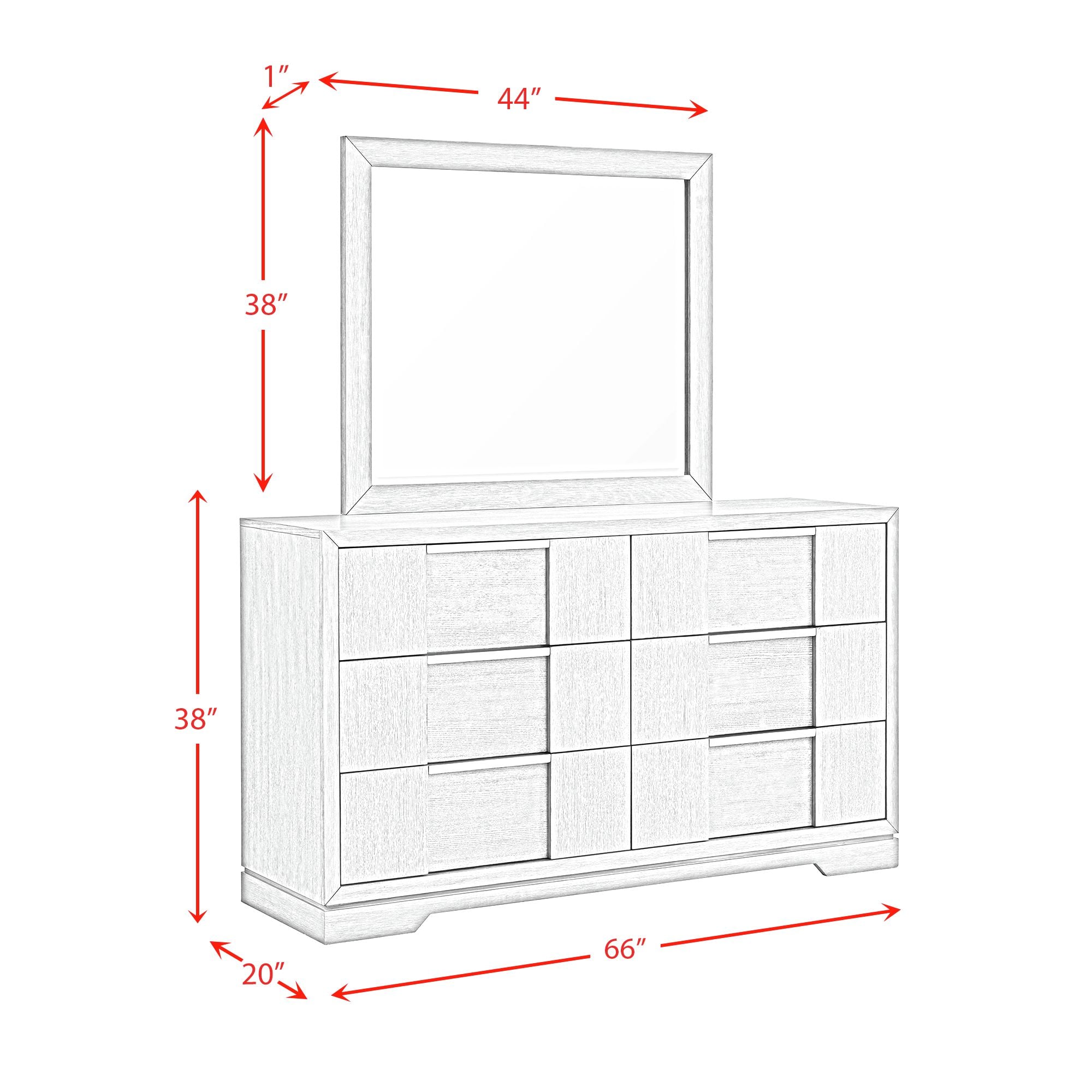 Elements International Kelis 6-Drawer Dresser and Mirror Set
