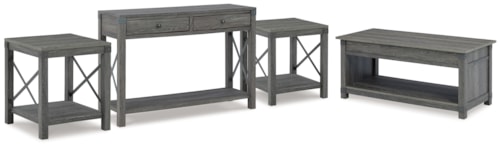 Lift-Top Coffee Table, 2 End Tables And Console