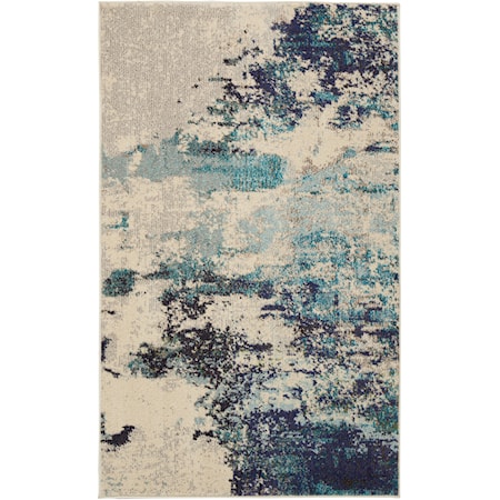 3' x 5' Ivory/Teal Blue Rectangle Rug