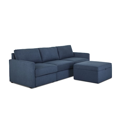 Narrow-Arm Sofa with Storage Ottoman