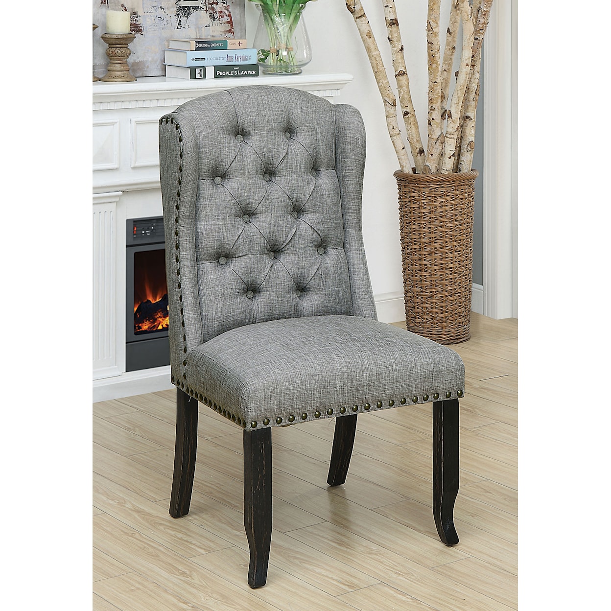 Furniture of America Sania III Wingback Upholstered Chair with Tufting