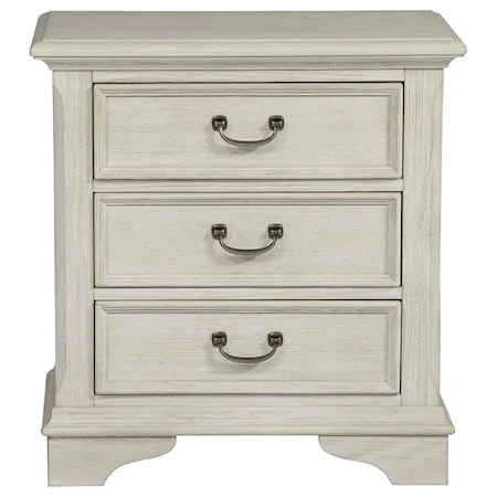 Transitional 3-Drawer Night Stand with Fully Stained Interior Drawers