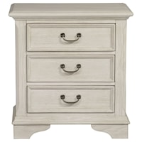 Transitional 3-Drawer Night Stand with Fully Stained Interior Drawers