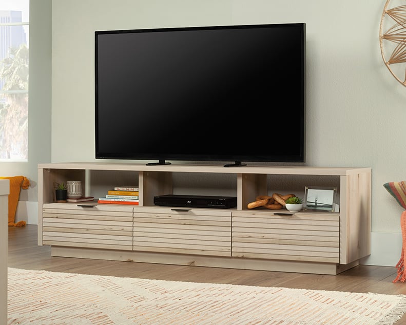 Contemporary Modern 3-Drawer TV Credenza with Display Storage