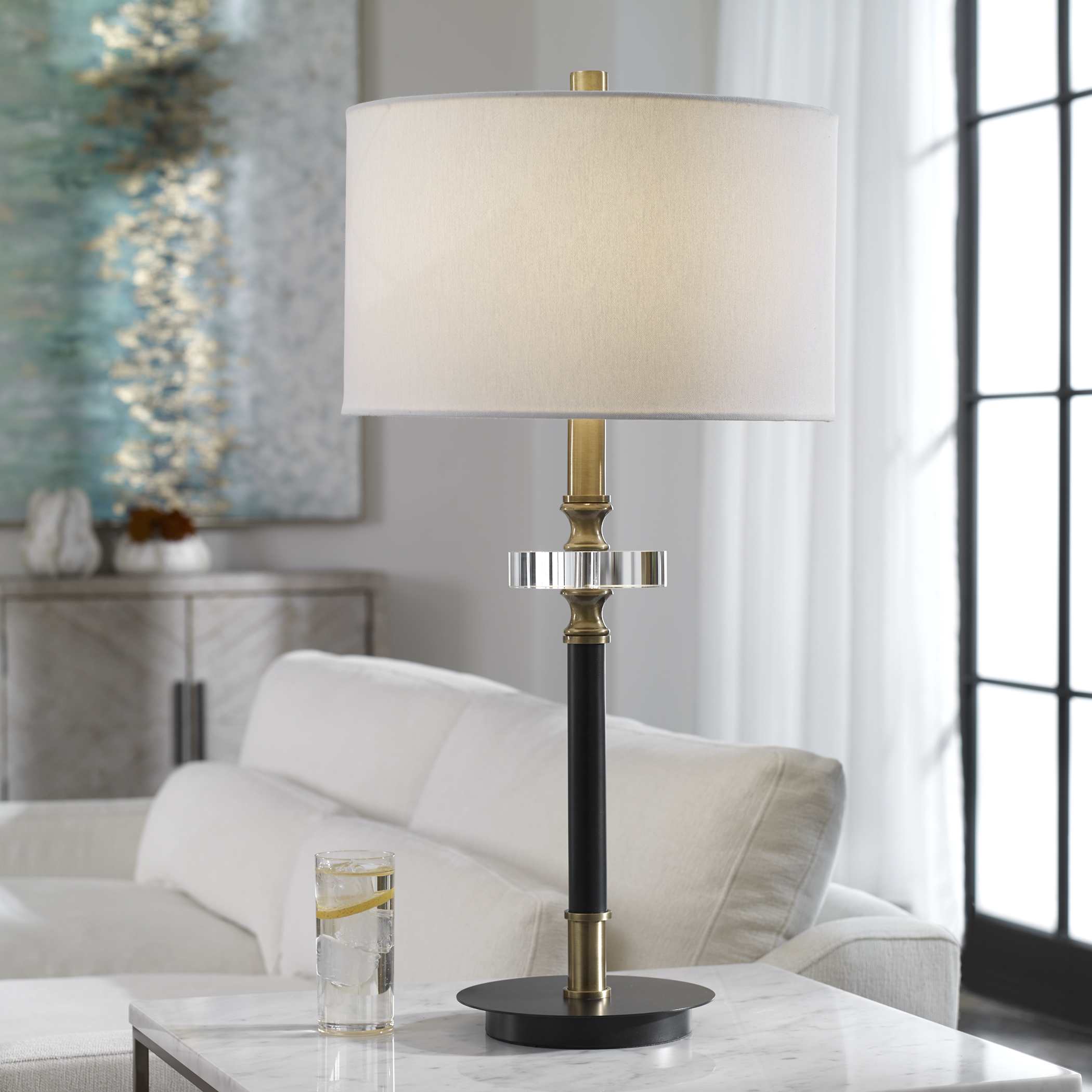Maud Aged Black Table Lamp