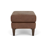 Transitional Ottoman with Tall, Tapered Legs