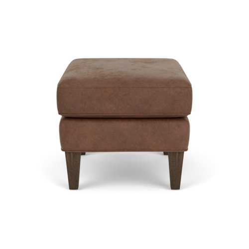 Transitional Ottoman with Tall, Tapered Legs