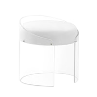 Contemporary Acrylic Accent Stool with Cushion