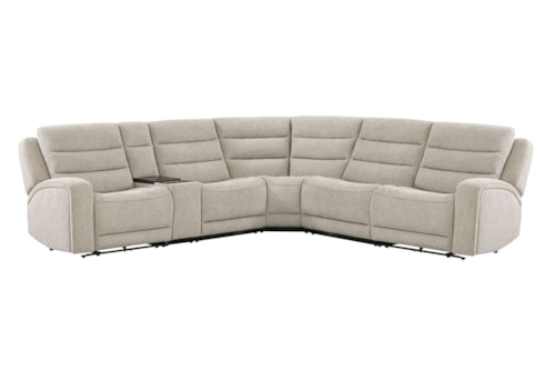 Contemporary 6-Piece Zero Gravity Power Reclining Sectional With Beverage Cooler Console
