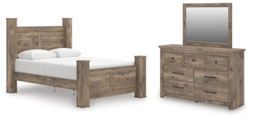 Queen Poster Bed, Dresser And Mirror