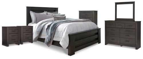 Queen Panel Bed, Dresser, Mirror, Chest And 2 Nightstands