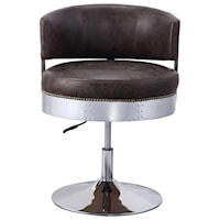 Industrial Leather Swivel Chair with Adjustable Height