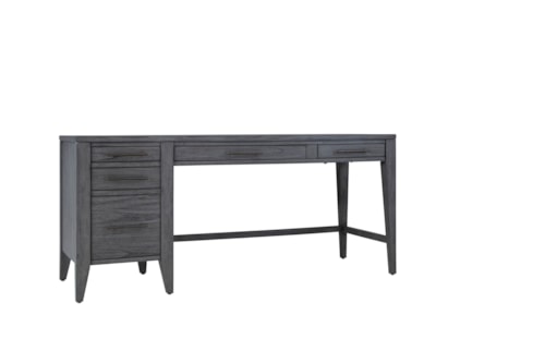 Contemporary Single Pedestal Desk with Dual A/C Outlets