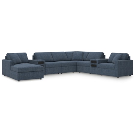 8Pc Sectional With Chaise And Audio Consoles