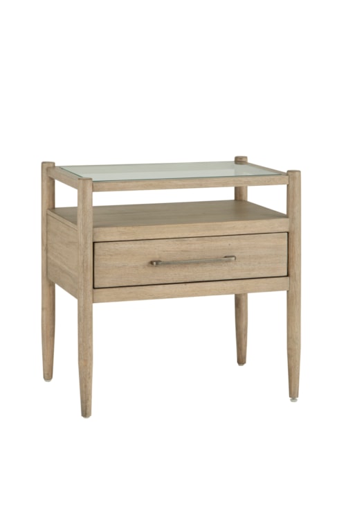 Transitional 1-Drawer Nightstand with Felt Lining