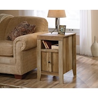 Farmhouse 1-Door End Table with Open Shelf Storage