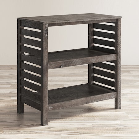 Clark Slatted Bookcase - Stonewall Grey