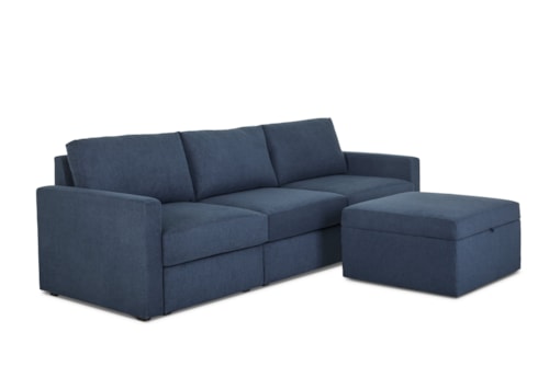 Flex Sofa with Standard Arm and Storage Ottoman - Denim