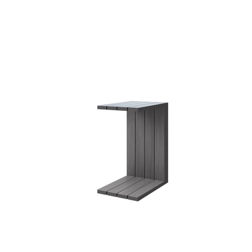 Side Table "C Table" With Plank Style Top - Graphite