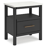 1-Drawer Nightstand with Marble-Look Top