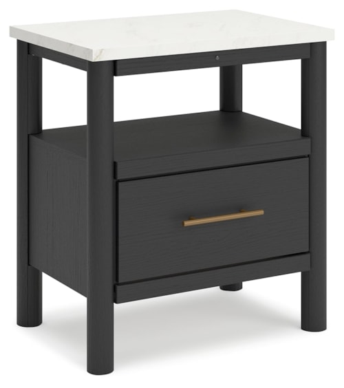 1-Drawer Nightstand with Marble-Look Top